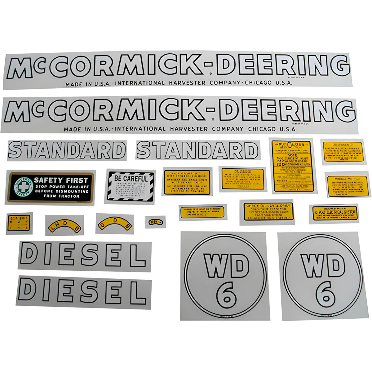 Decal Set for International / Farmall WD-6 1939-1944 Mylar - "McCORMICK-DEERING"