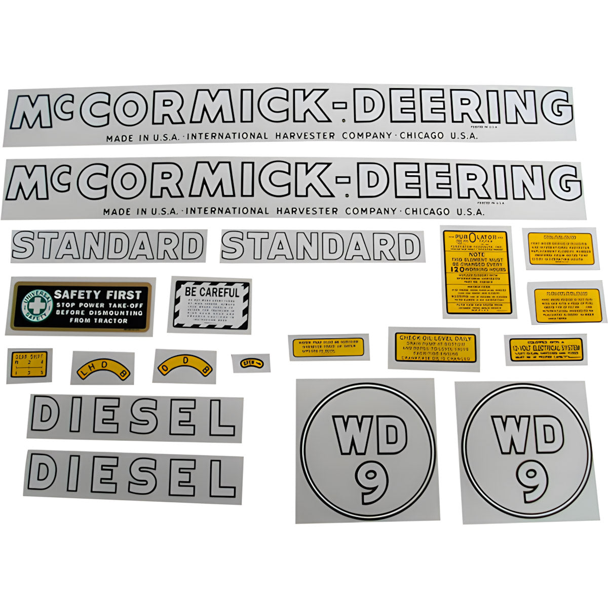 Decal Set for International / Farmall WD-9 1939-1945 Mylar - "McCORMICK-DEERING"