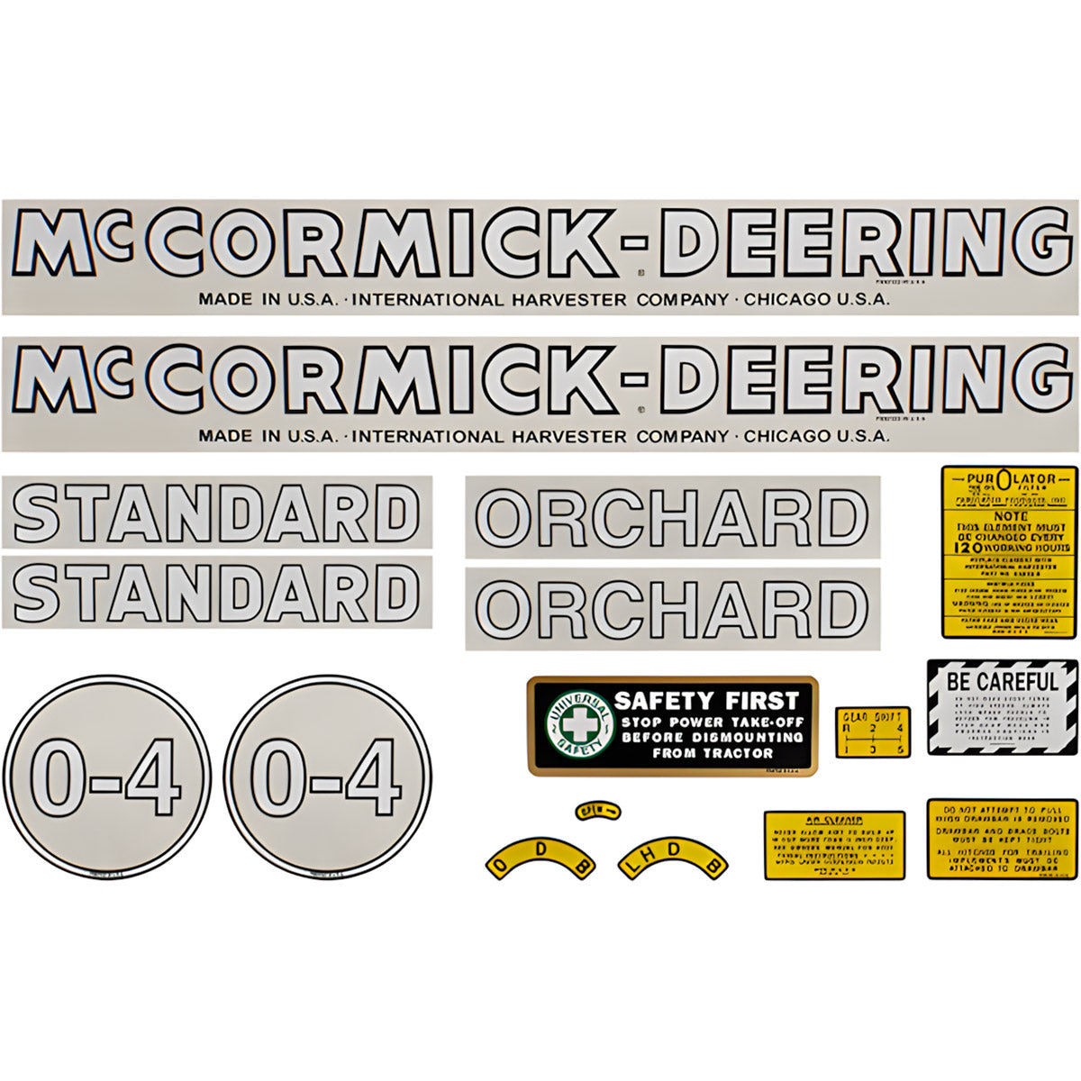 Decal Set for International / Farmall O-4 1939-1949 Mylar - "McCORMICK-DEERING"