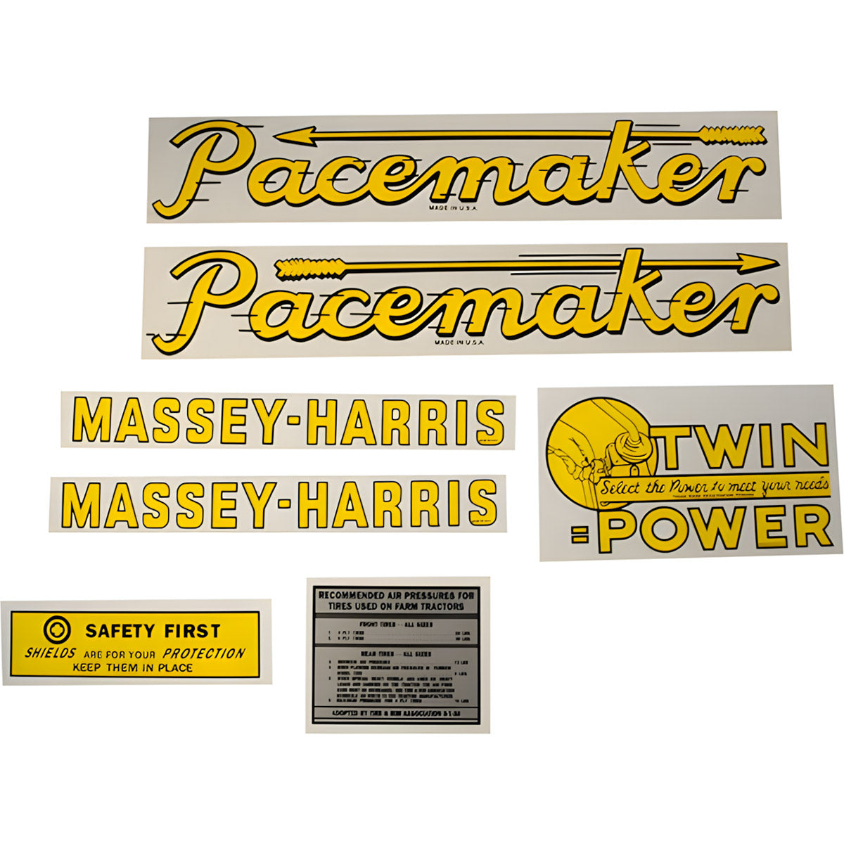 Decal Set for Massey Harris Pacemaker Mylar