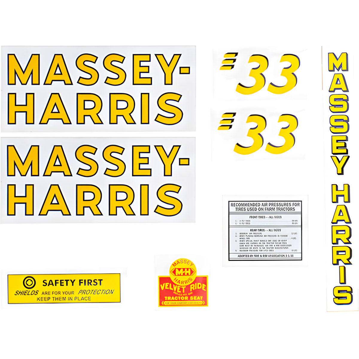 Decal Set for Massey Harris 33 Mylar