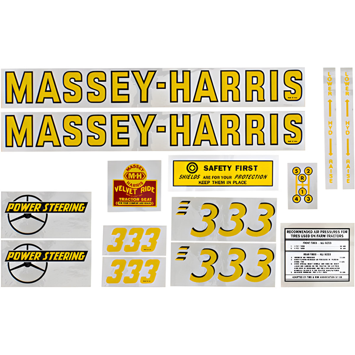 Decal Set for Massey Harris 333 Mylar