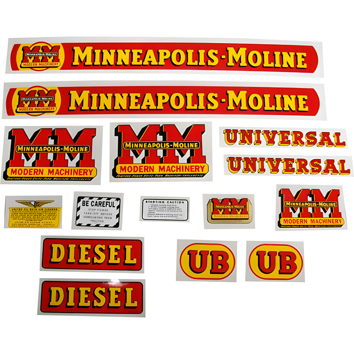 Decal Set for Minneapolis Moline UB Diesel Mylar