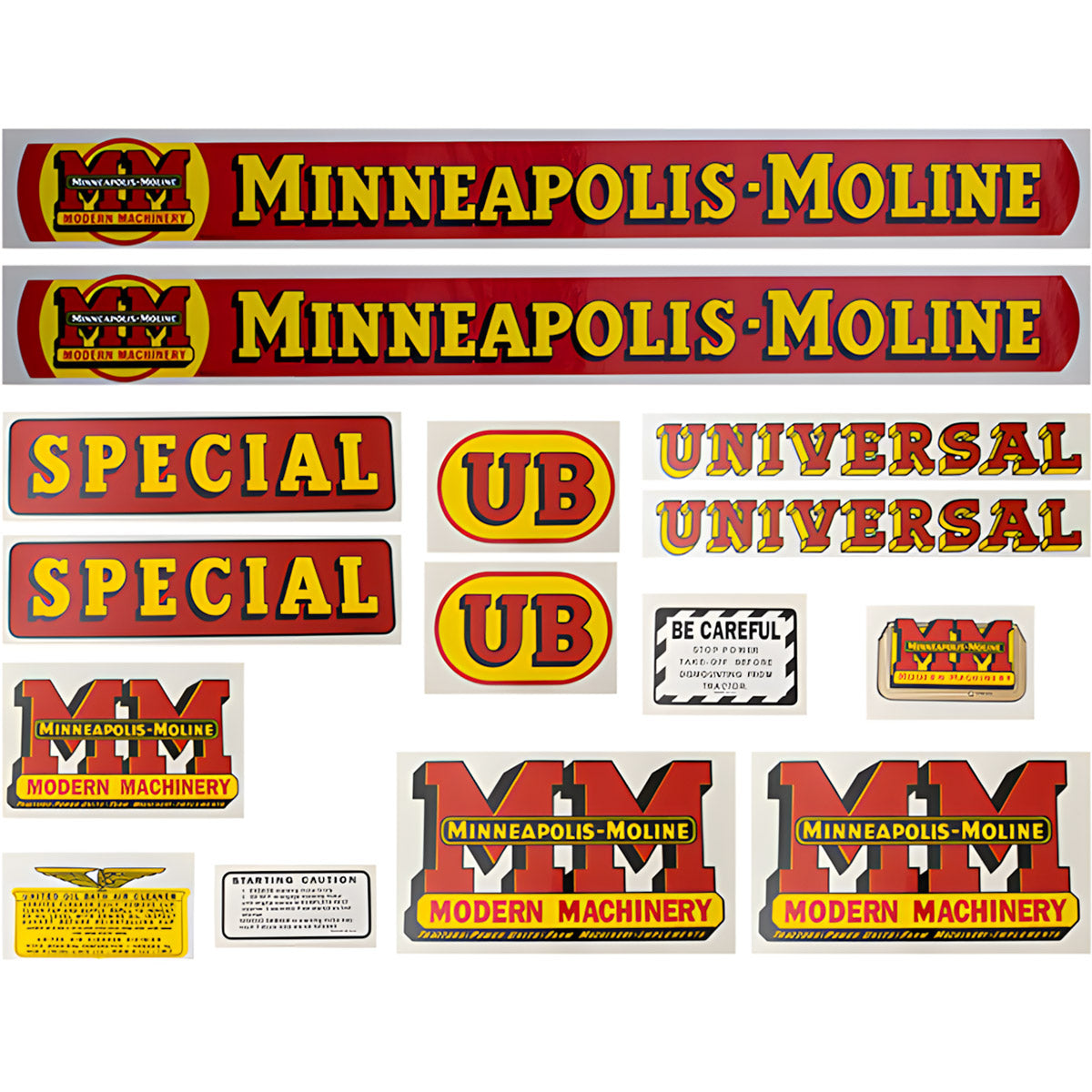 Decal Set for Minneapolis Moline UB Special Mylar