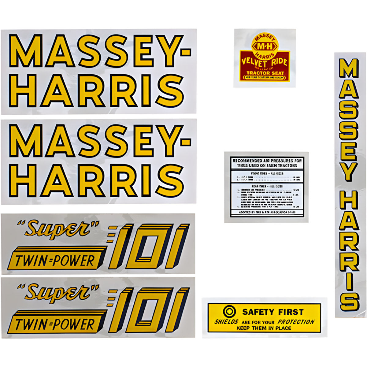 Decal Set for Massey Harris 101 Super Twin Power Mylar