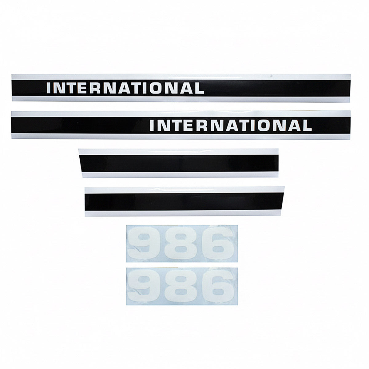 Decal Set for International / Farmall 986 w/ Cab Mylar - Black & White - Hood & Cab Decals