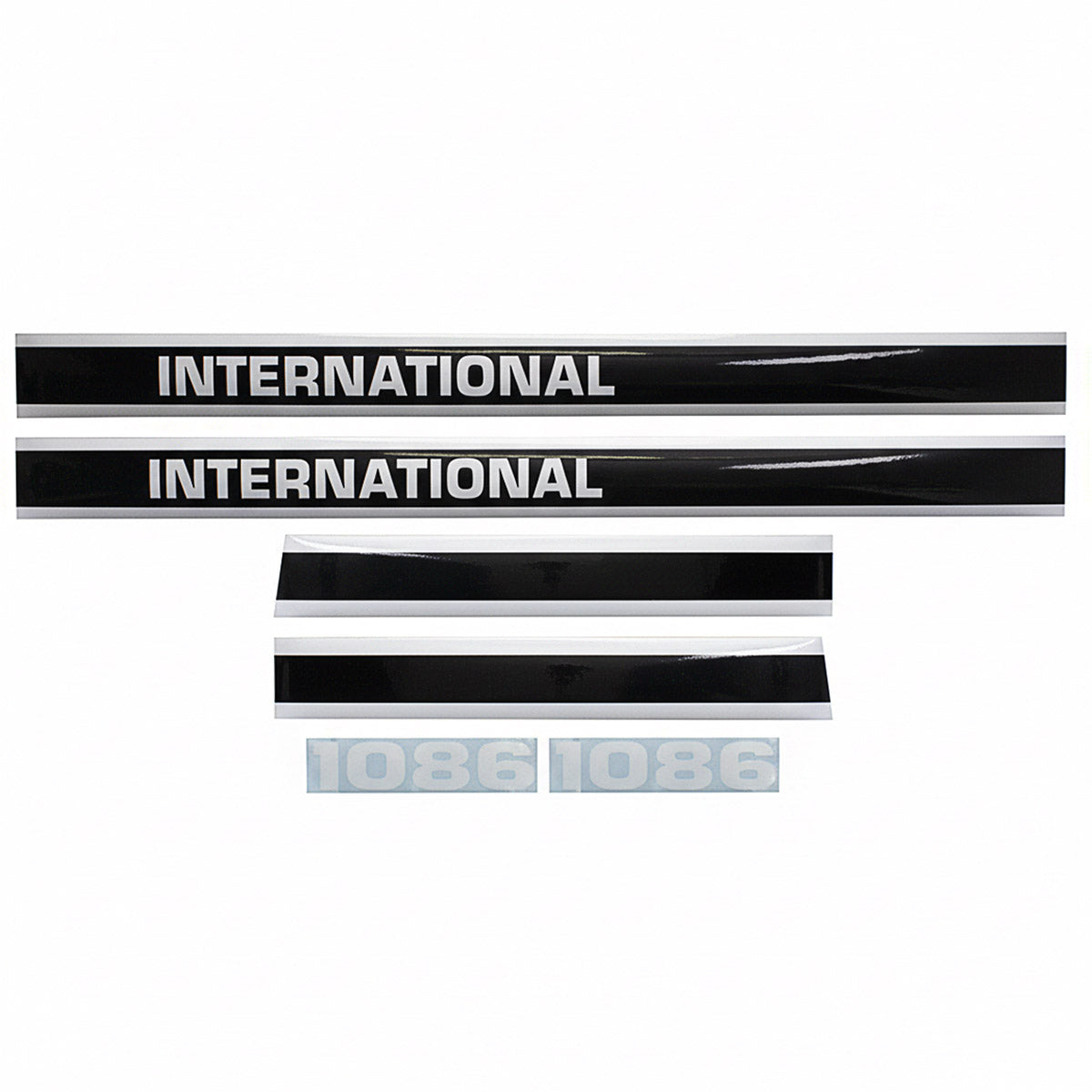 Decal Set for International / Farmall 1086 w/ Cab Mylar - Black & White - Hood & Cab Decals