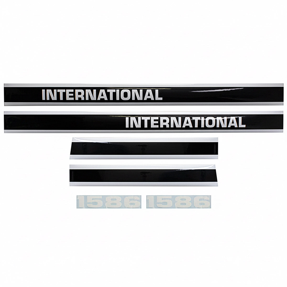 Decal Set for International / Farmall 1586 w/ Cab Mylar - Black & White - Hood & Cab Decals