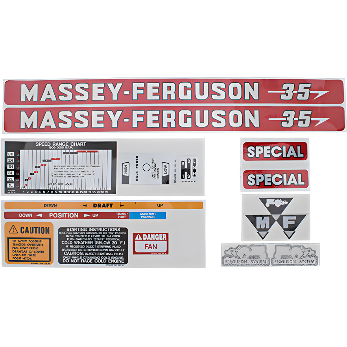 Decal Set for Massey Ferguson 35 Special Mylar