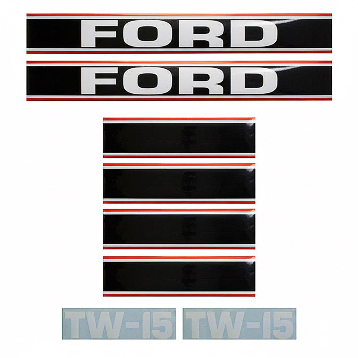 Decal Set for Ford TW15 Mylar - Black & Red - Hood Only