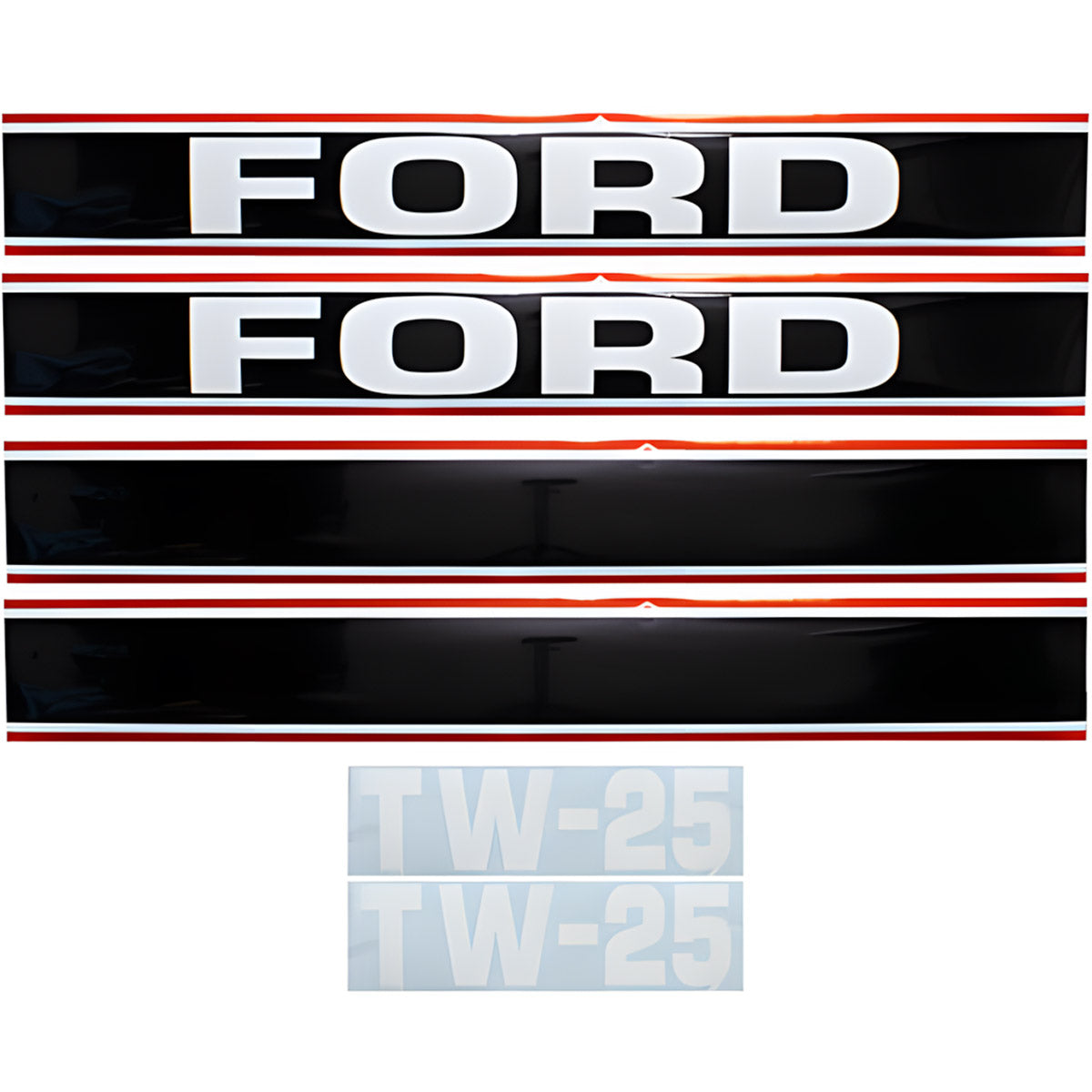 Decal Set for Ford TW25 Mylar - Black & Red - Hood Only