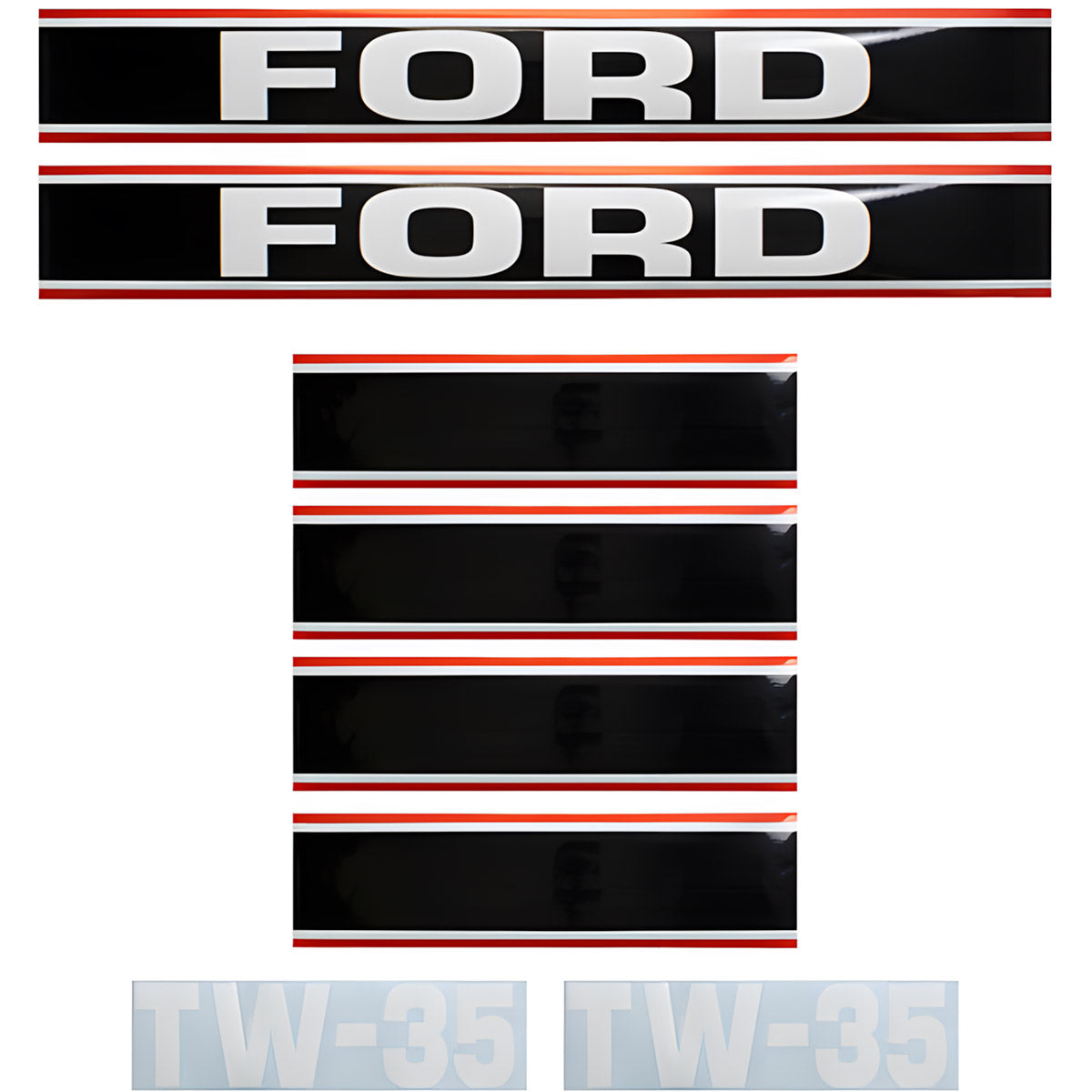 Decal Set for Ford TW35 Mylar - Black & Red - Hood Only