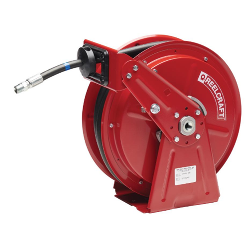 Reelcraft DP7850 OMP 1/2 in. x 50 ft. Ultimate Duty Dual Pedestal Hose Reel - Reel & Hose