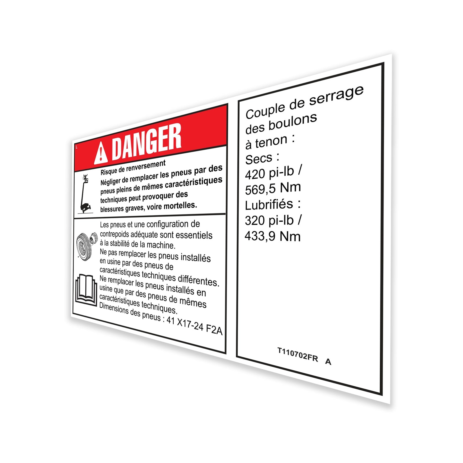 Genie Part # T110702FRGT – Decal, Solid Tire