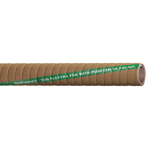 Continental ContiTech Tan Flextra 3 in. FDA Material Handling Hose, 75 PSI - Hose Only