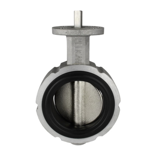 Pelican V-200-A-AL-DI-BN-04 4 in. Aluminum Butterfly Valve, SS Stem & Iron Disc, No Handle, Black Nitrile Seat