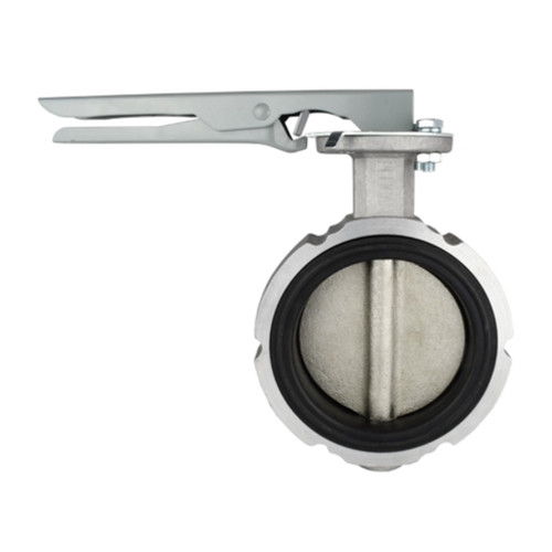 Pelican V-200-A-AL-DI-BN-05-HKPC-10 5 in. Aluminum Butterfly Valve w/ SS Stem & Ductile Iron Disc, 10 Position Handle, Black Nitrile Seat