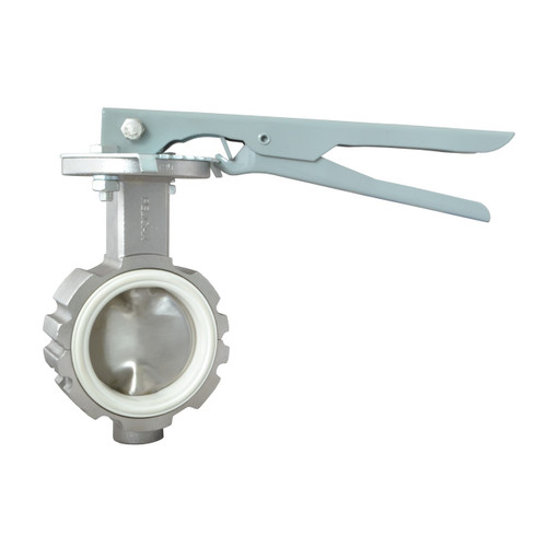 Pelican V-200-A-AL-SS-WN-03-PCSS-10 3 in. Aluminum Butterfly Valve w/ Boltless SS Disc & SS Stem, 10 Position Steel Handle, White Nitrile Seat
