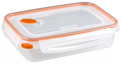 Ultra-Seal Food Container, Rectangle, Clear/Tangerine, 5.8-Cups