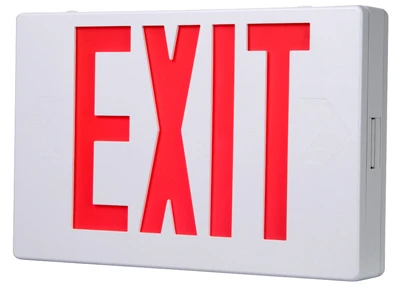 LED Exit Sign, AC, Red & White Thermoplastic