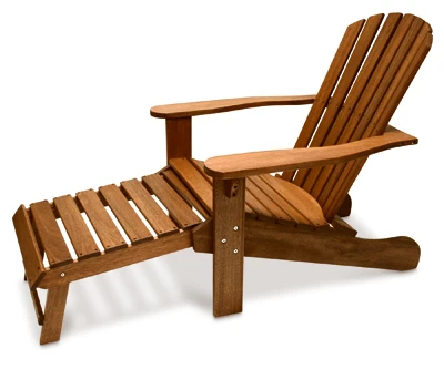 Adirondack Chair With Built In Ottoman, Eucalyptus