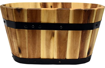 Oval Planter, Wood, 15 x 8-In.