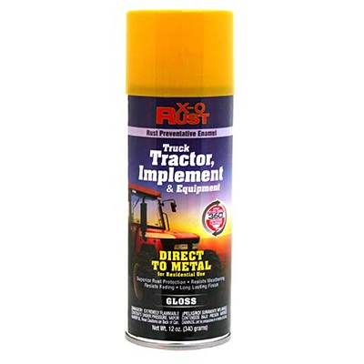 X-O Rust Anti-Rust Spray Paint & Primer, Direct-to-Metal, Truck, Tractor, Implement & Equipment, Caterpillar Yellow, 12 oz.