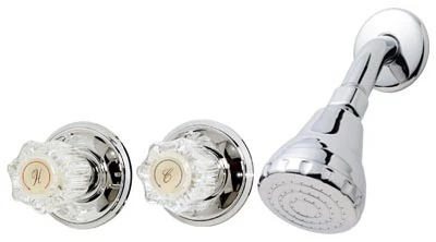 Shower Faucet + Showerhead, 2 Acrylic Handles, Chrome