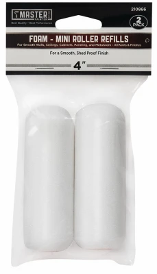 Paint Roller Covers, High-Density Foam, 4 In., 2-Pk.