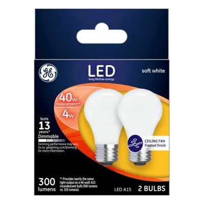 Ceilng Fan Light Bulb, A15, White, 40-Watts, 355 Lumens