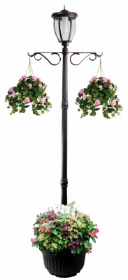 Solar Lamp Post & Planter, 1 Light, Bronze, 7 Ft.