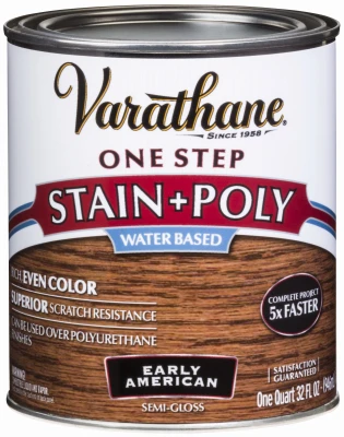 Stain & Polyurethane, Water-Based, Early American, 1-Qt.
