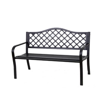 Park Bench, Black Steel Frame
