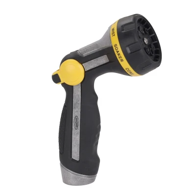 8-Pattern Hose Nozzle, Thumb-Control, Rubber Comfort-Grip Over Metal