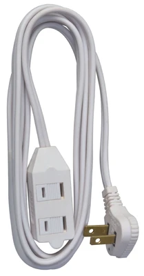 Extension Cord, 16/2 SPT-2 White, Low Profile Polarized Slender Plug, 7-Ft.