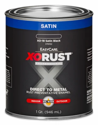 X-O Rust Premium Anti-Rust Oil-Base Enamel, Black Satin, 1 Qt.