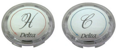 Faucet Hot & Cold Handle Cap, Delta-Delex, Acrylic With Silver Insert, 1-5/16-In.