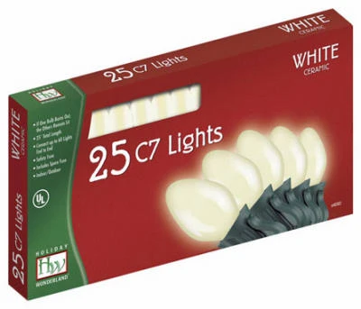 Christmas 25-Light Set, White Ceramic, 25-Ct.