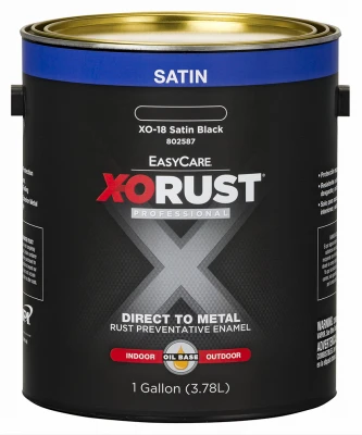 X-O Rust Premium Interior/Exterior Anti-Rust Enamel, Satin Black, Oil-Base, 1 Gallon