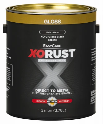 X-O Rust Premium Interior/Exterior Anti-Rust Enamel, Gloss Black, Oil-Base, 1 Gallon