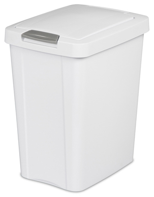 Kitchen Wastebasket, Touch Top, White, 7.5-Gal.