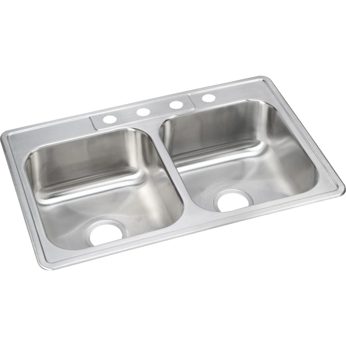Stainless-Steel Kitchen Sink, Double-Compartment, 33 x 22 x 8-In.
