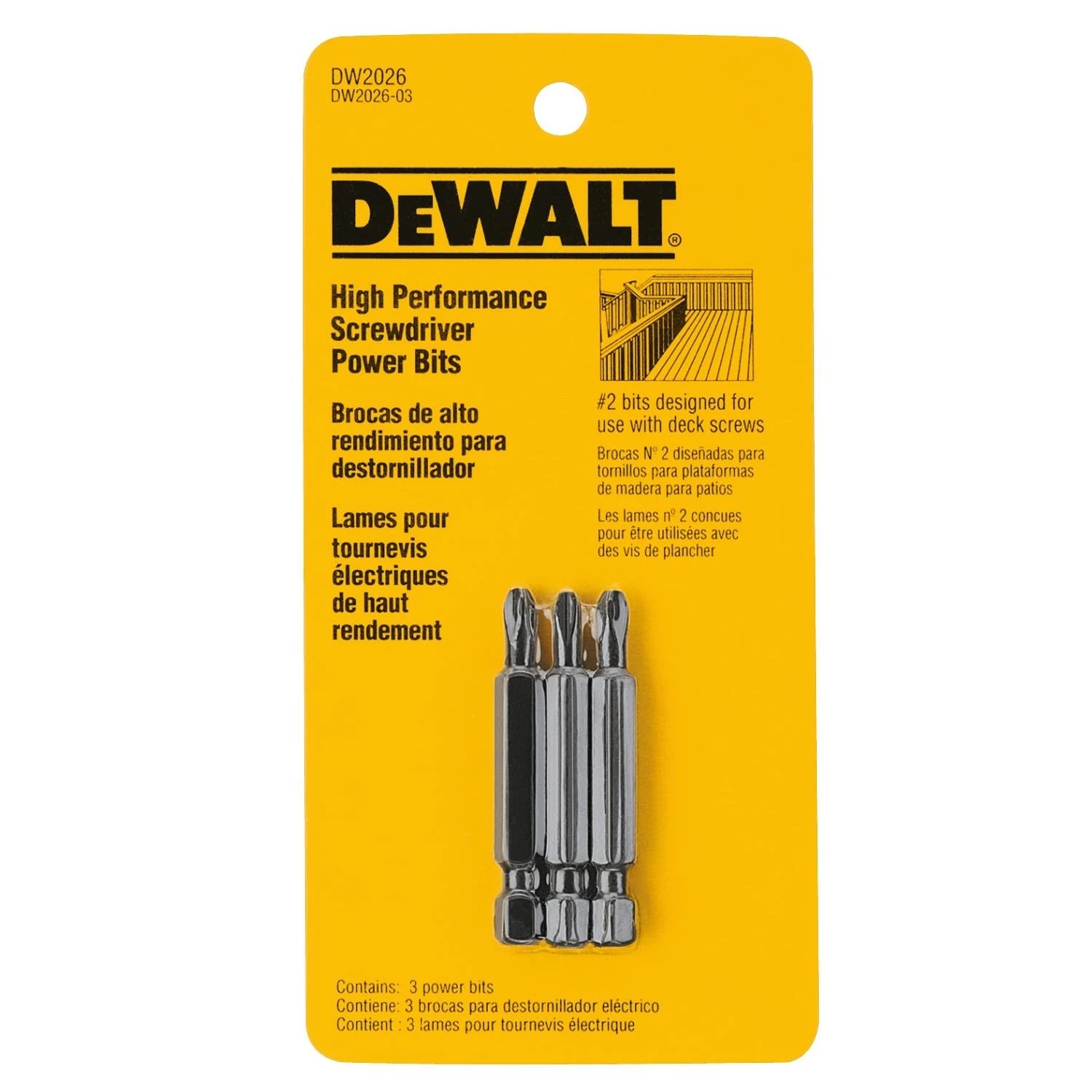 #2 Industrial Deck Power Bits, 3-Pk.
