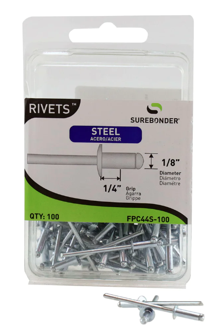 Medium Steel Rivets, 100-Pack