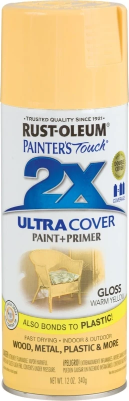 Painter's Touch 2X Spray Paint, Gloss Warm Yellow, 12 oz.