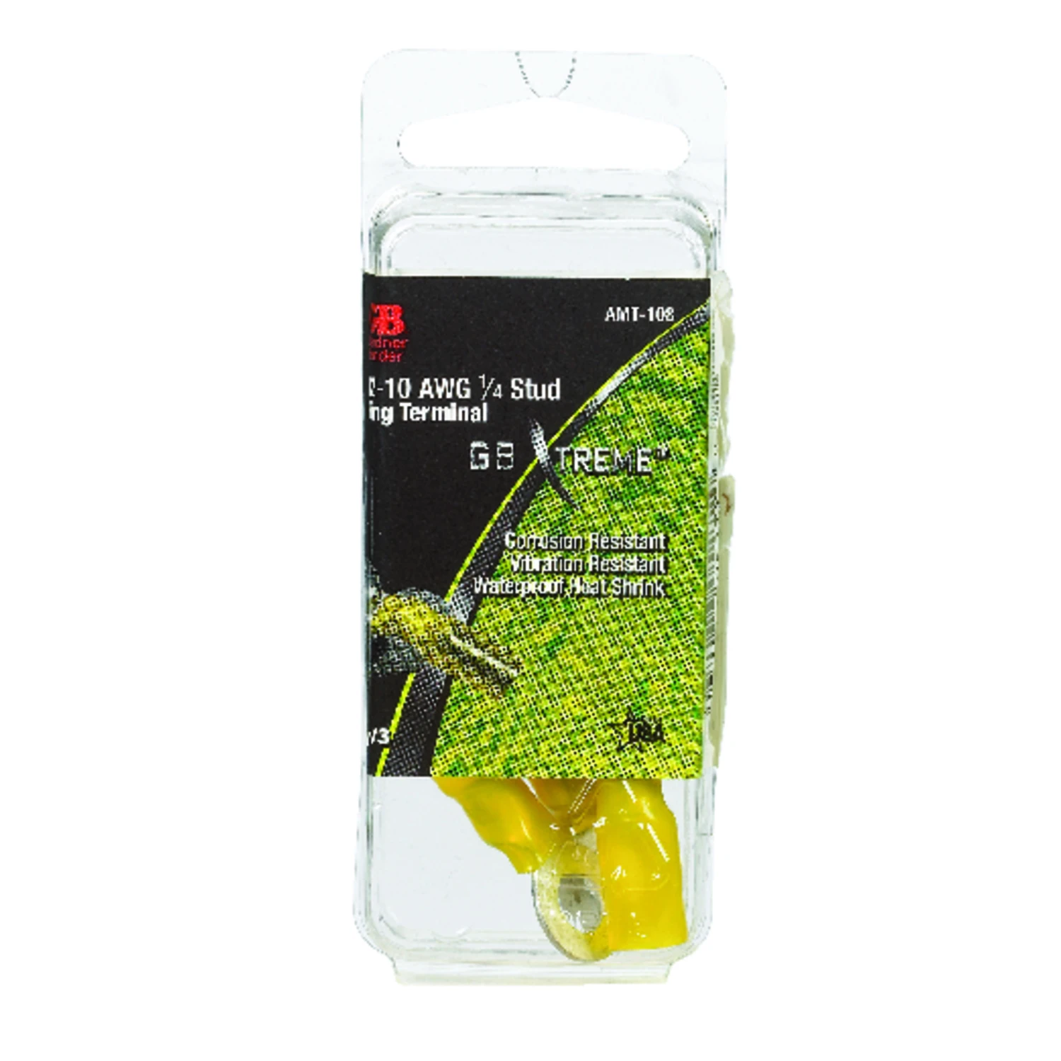 Nylon Insulated Ring Terminals, 12-10 AWG, Yellow, 1/4-In. Stud, 3-Pk.