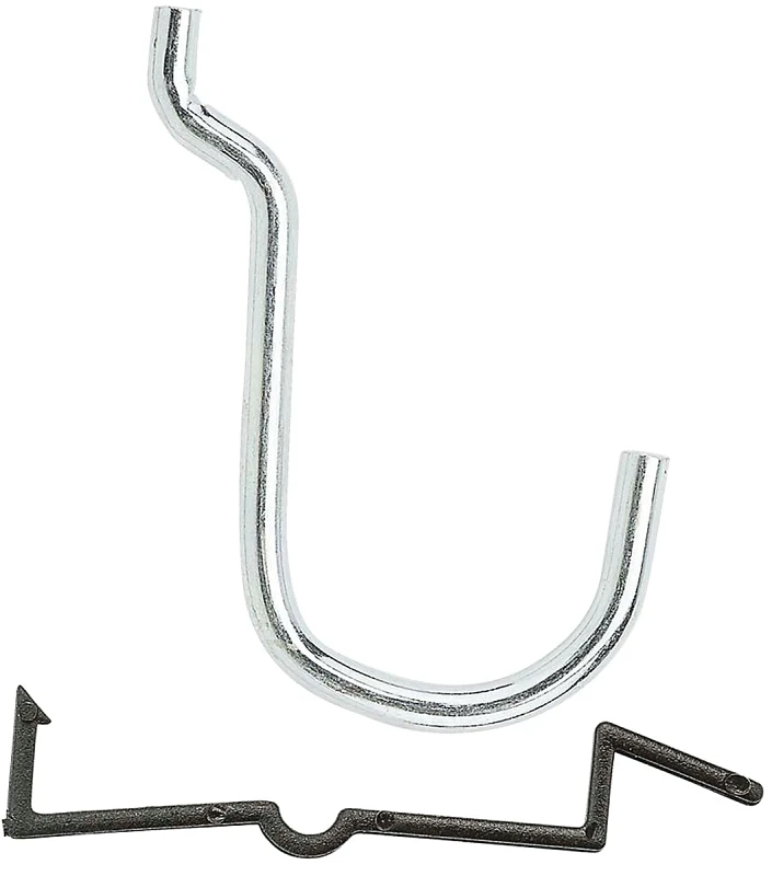 Pegboard Curved Angle Hook, Galvanized Steel, 1 In., 6-Pk.
