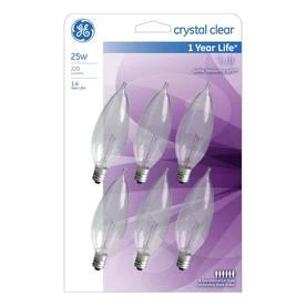 Decorative Light Bulb, Candle Shape, Candelabra Base, 25 Watt, 6-Pk.
