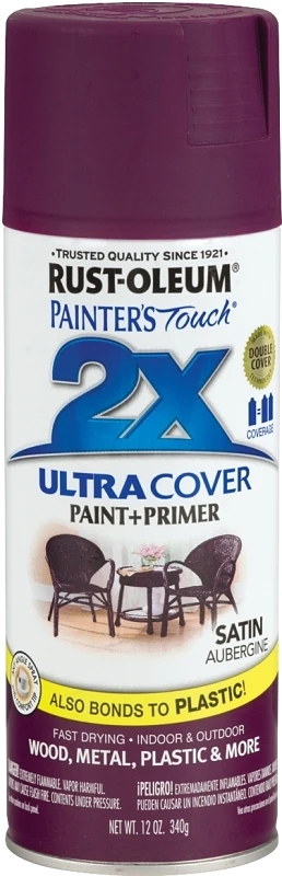 Painter's Touch 2X Spray Paint, Satin Aubergine, 12 oz.