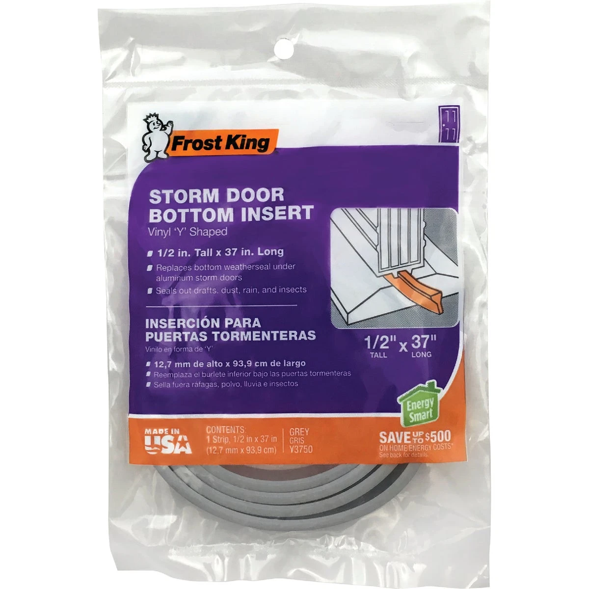 37 In. Gray Vinyl Storm Door Bottom Y Section Insert